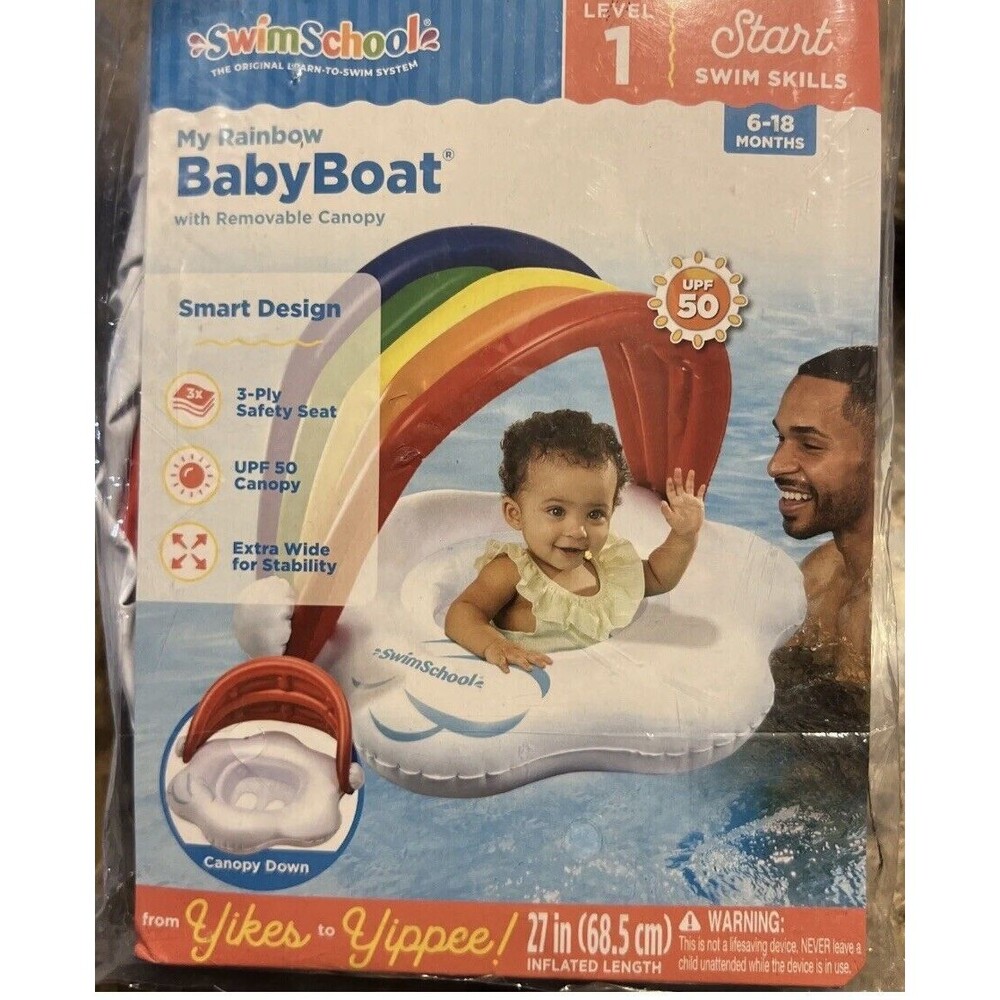 NEW Swim School BABY  Float RAINBOW Cloud 6-18 Month Level 1 POOL Seat UPF50 Top - Picture 5 of 5